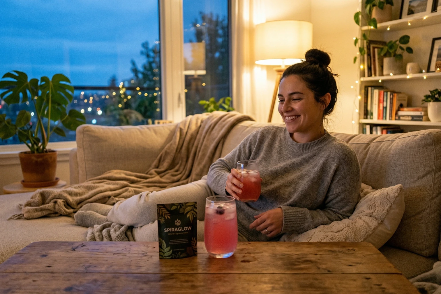 Creator relaxing with Spiraglow during an evening wind-down